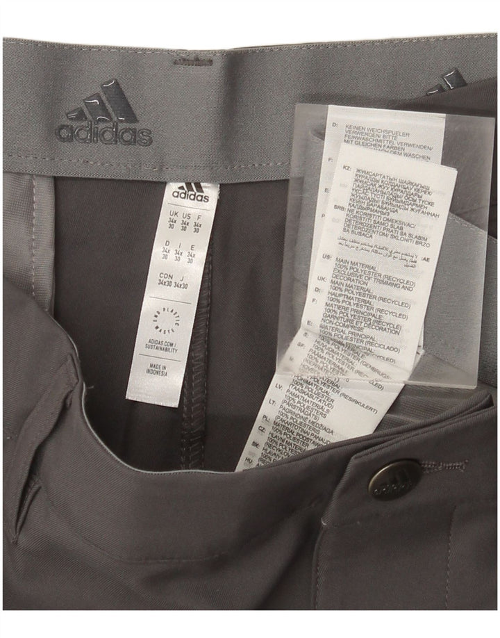 Pantaloni chino slim da uomo Adidas W34 L30 poliestere grigio