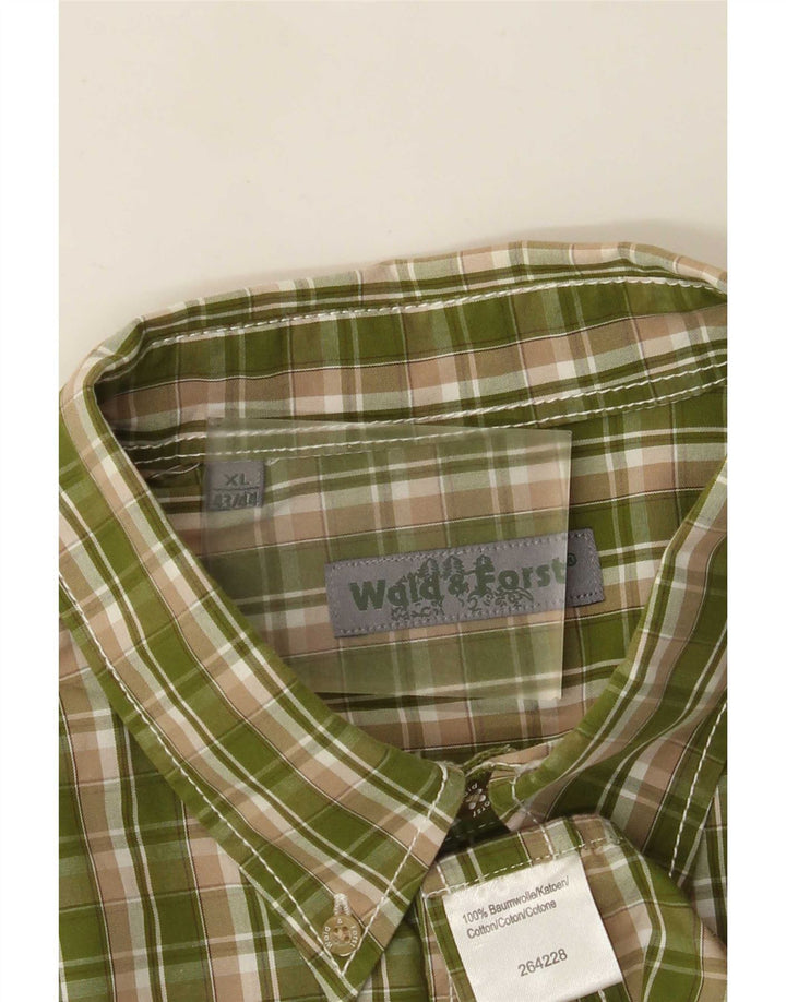 Camicia da uomo in flanella Wald & Forst taglia 43/44 XL in cotone a quadri kaki