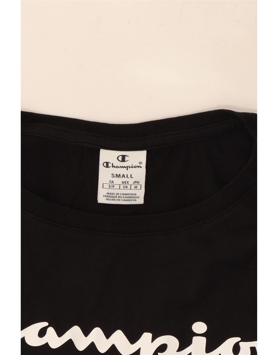 CHAMPION T-shirt corta con grafica oversize da donna UK 10 piccola nera