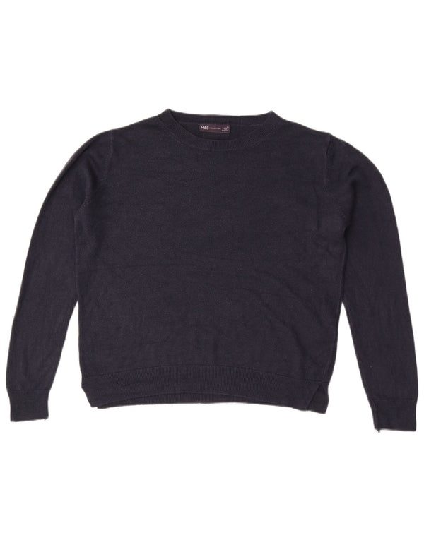 Marks & Spencer Womens Boat Neck Jumper Sweater UK 16 Large Navy Blue