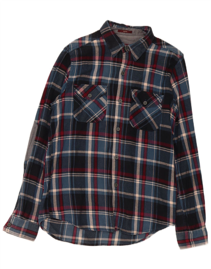 Camicia in flanella slim fit da uomo Marlboro Classics a quadri blu navy medio
