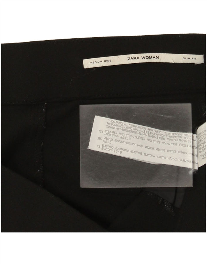 Pantaloni casual slim da donna a vita media Zara medi W28 L28 poliestere nero