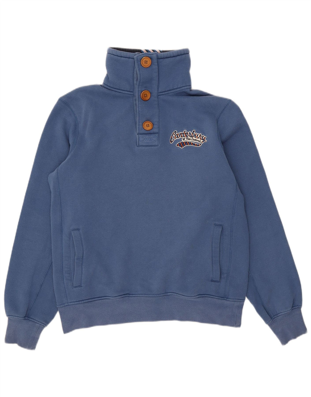 Felpa da uomo con collo abbottonato Canterbury, cotone blu medio