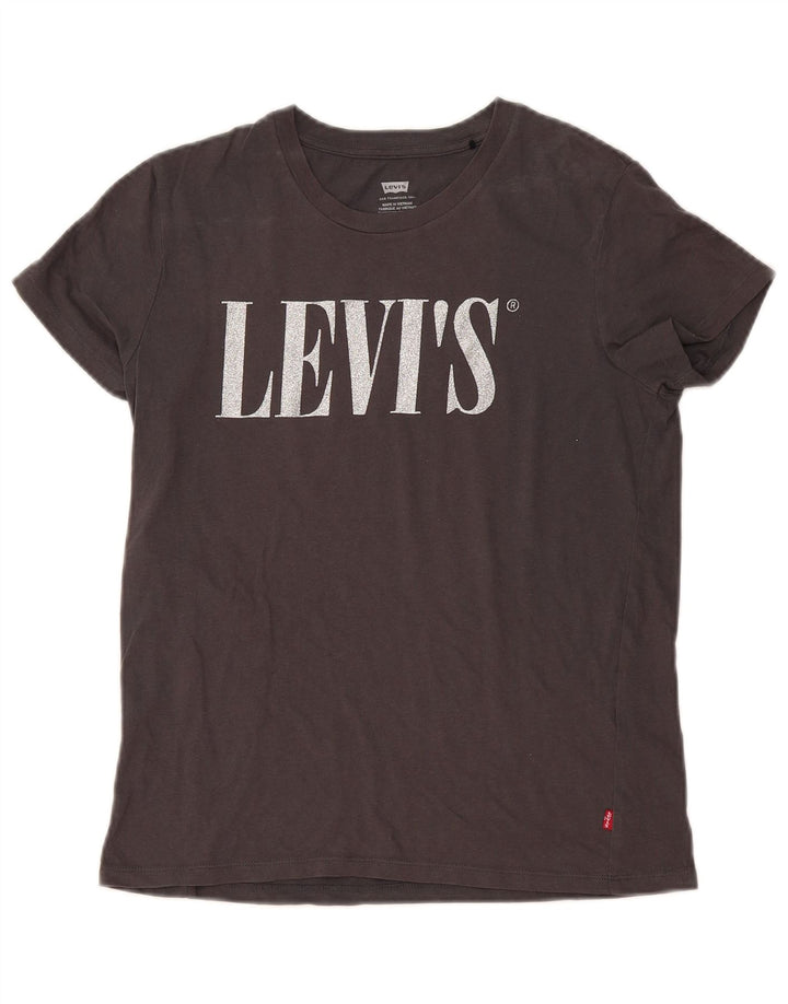 LEVI'S Womens Graphic T-Shirt Top UK 10 Small Grey