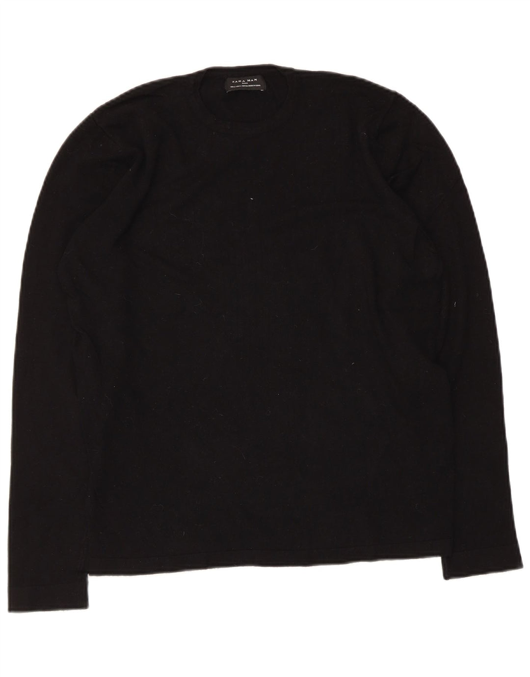 Top Zara da uomo a maniche lunghe piccolo in viscosa nera