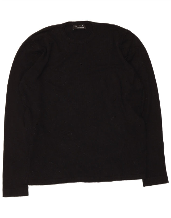 Top Zara da uomo a maniche lunghe piccolo in viscosa nera
