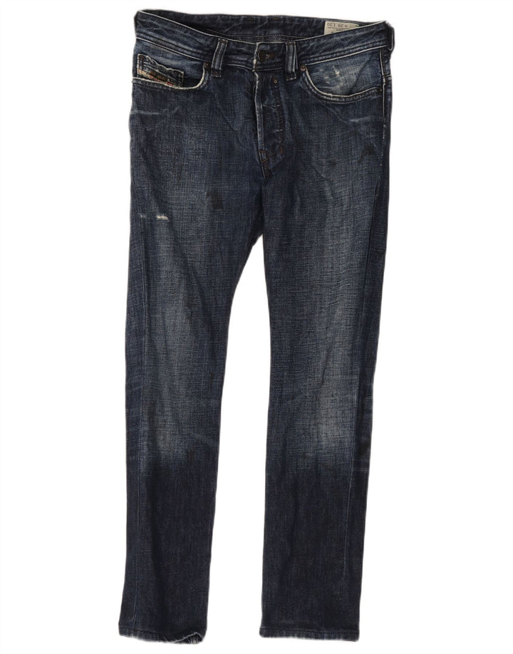 Jeans slim da uomo Diesel Safado effetto consumato W29 L30 cotone blu