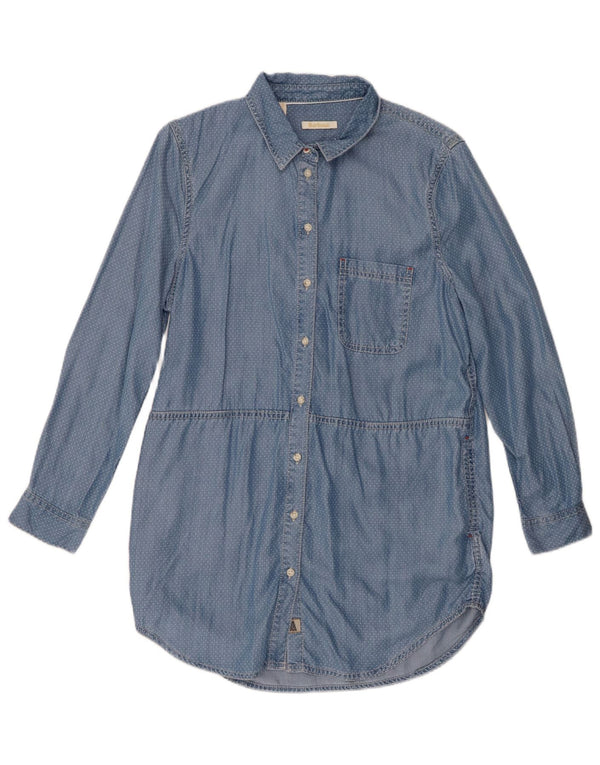 Abito camicia di jeans da donna Barbour UK 10 Piccolo Lyocell maculato blu