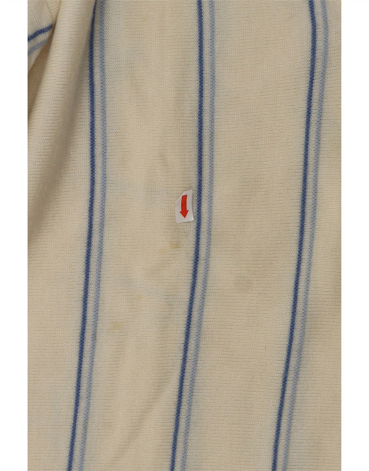 VINTAGE Maglione da uomo con scollo a V a righe medie bianco sporco