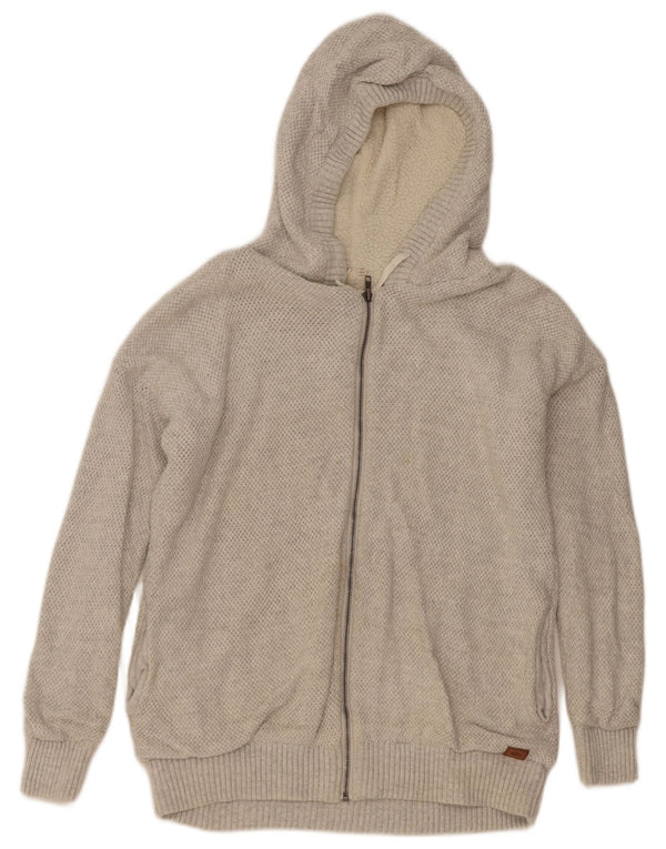 Maglione cardigan sherpa con cappuccio da donna Rip Curl UK 14 grande cotone grigio