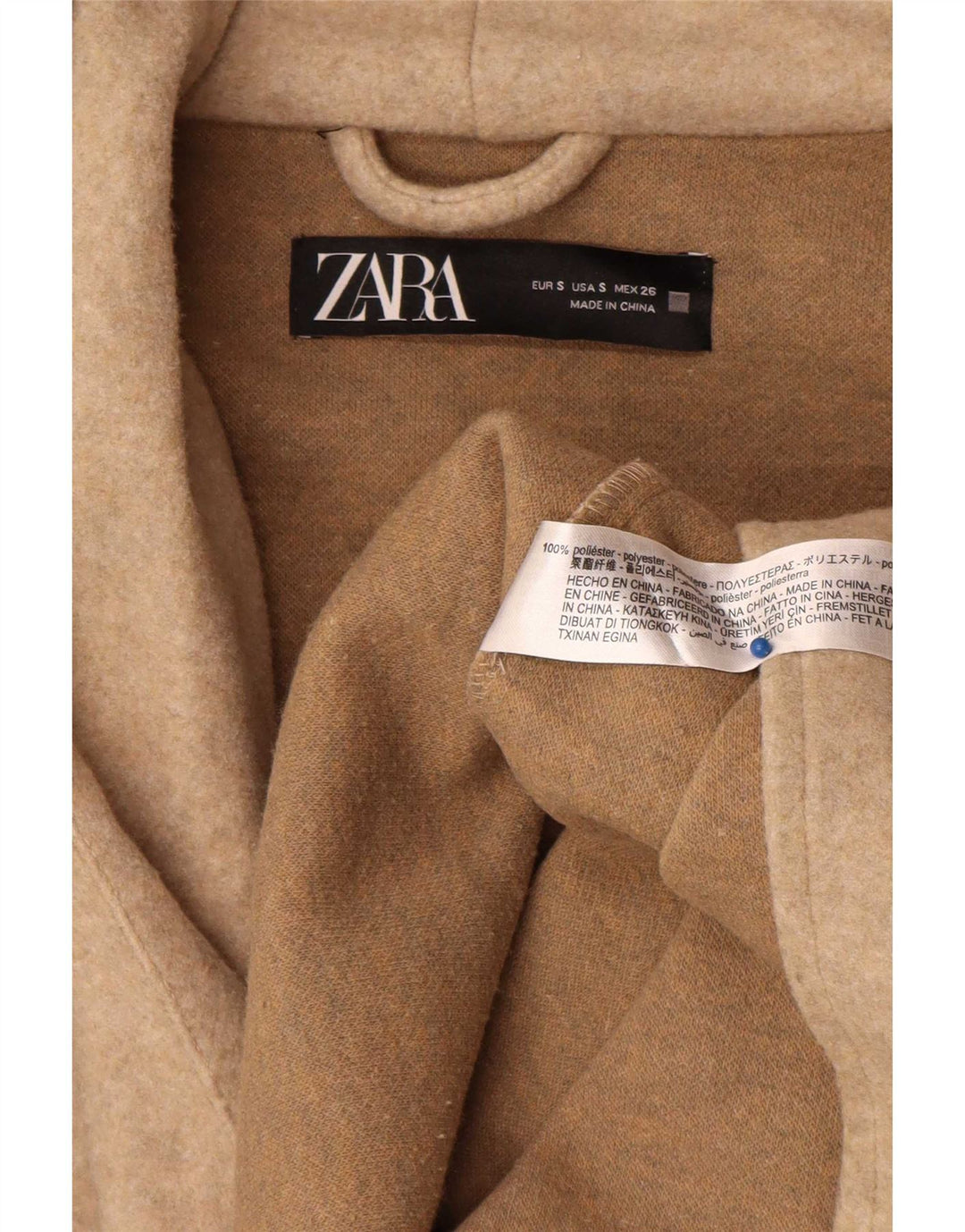 Cappotto oversize con cappuccio da donna Zara UK 10 piccolo poliestere beige