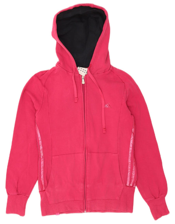 Maglione con cappuccio e zip da donna Adidas UK 12 cotone rosa medio