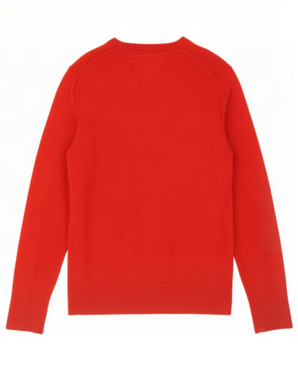 Maglione maglione con scollo a V da uomo Tommy Hilfiger in cotone rosso medio