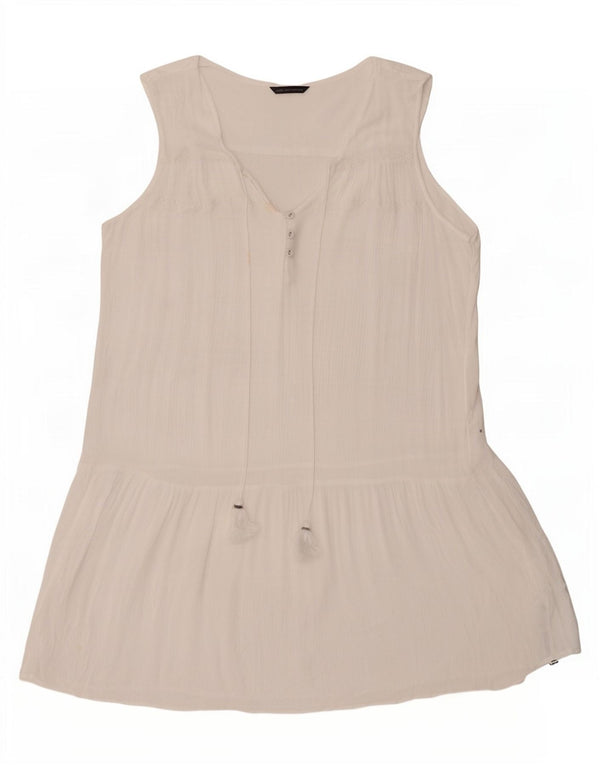 Abito a trapezio senza maniche da donna Marks & Spencer UK 18 XL viscosa bianca