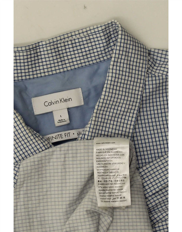 Camicia slim fit da uomo Calvin Klein, cotone a quadri blu grandi