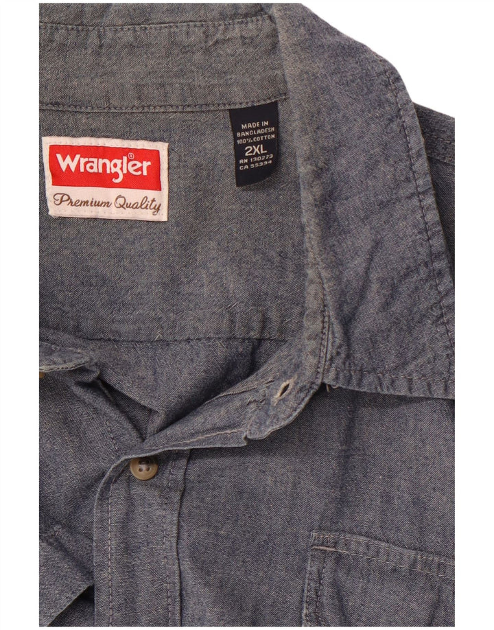 Camicia a maniche corte da uomo WRANGLER 2XL cotone blu