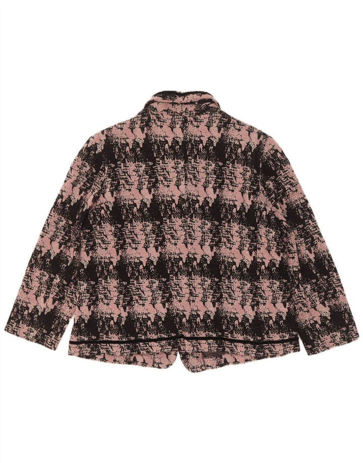Giacca blazer a 5 bottoni da donna con motivo astratto Domina IT 52 2XL Lana rosa
