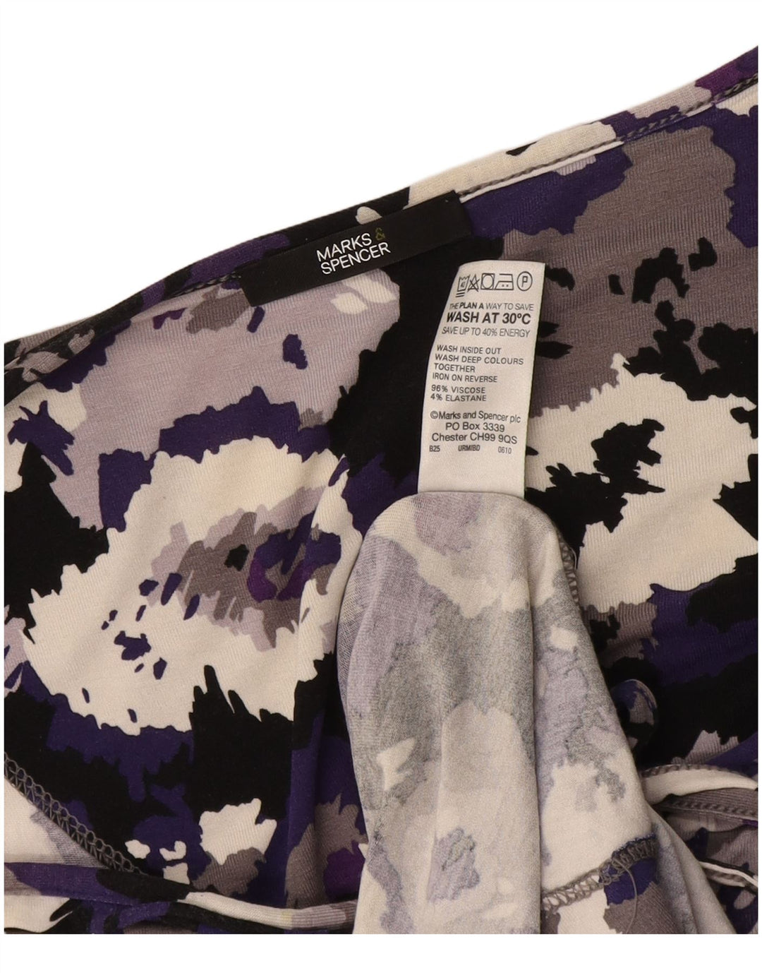 Abito basic da donna Marks & Spencer con maniche a 3/4 UK 16 Large Purple Camouflage