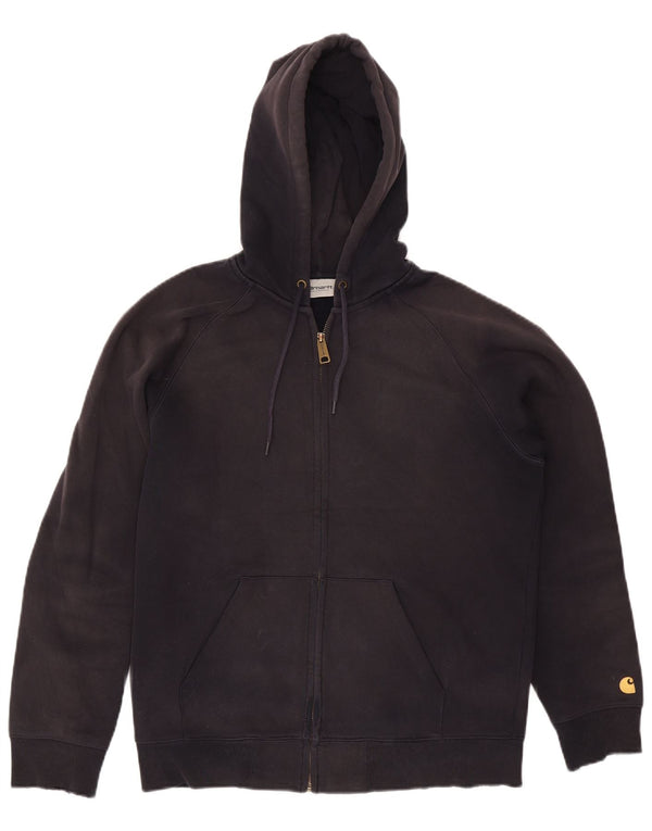 Maglione con cappuccio e zip da uomo Carhartt in cotone blu navy medio