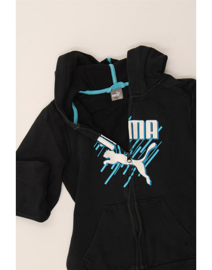 PUMA Boys Graphic Zip Hoodie Sweater 11-12 Years  Black Vintage Puma and Second-Hand Puma from Messina Hembry 