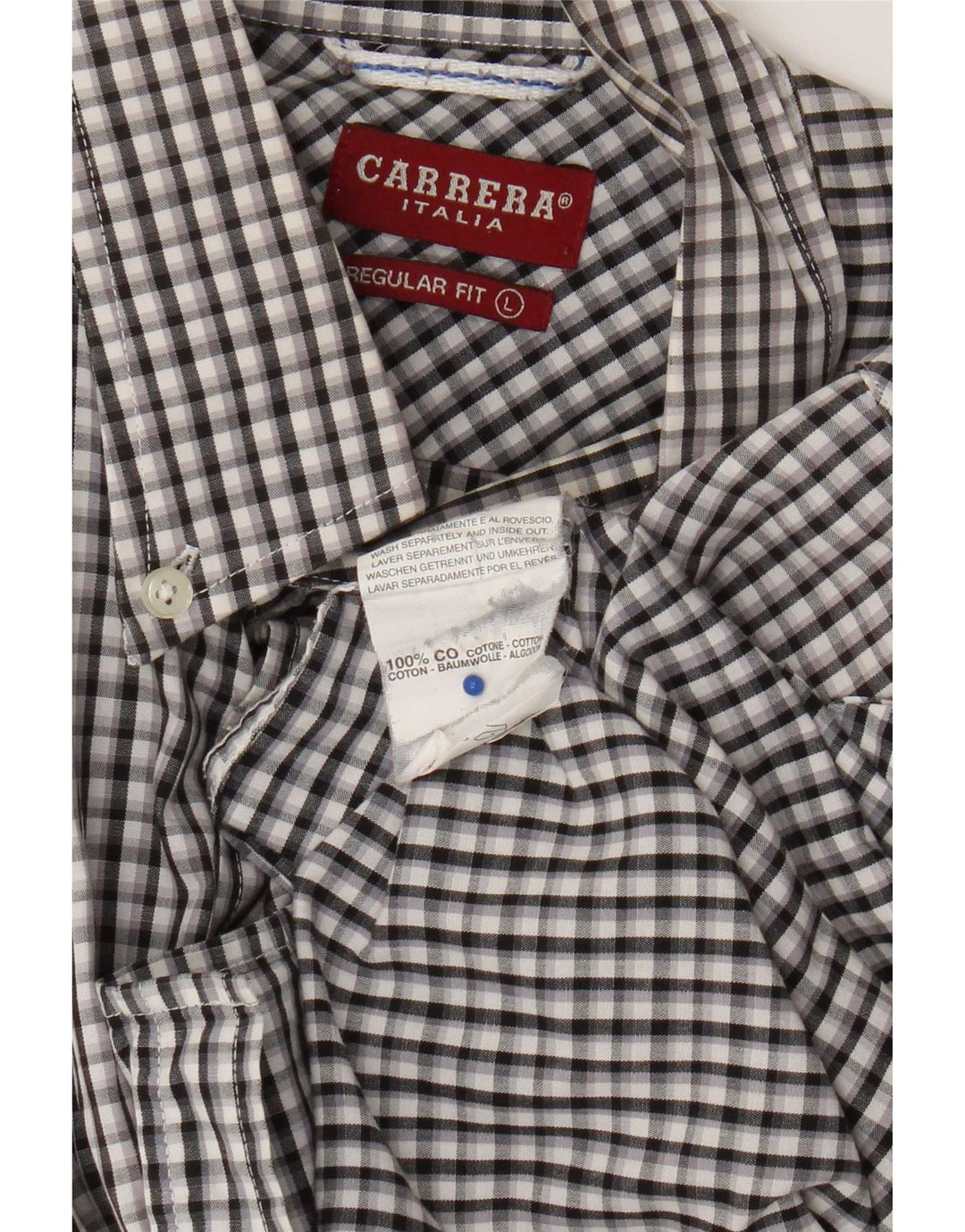 Camicia Carrera da uomo vestibilità regolare, cotone a quadri neri grandi