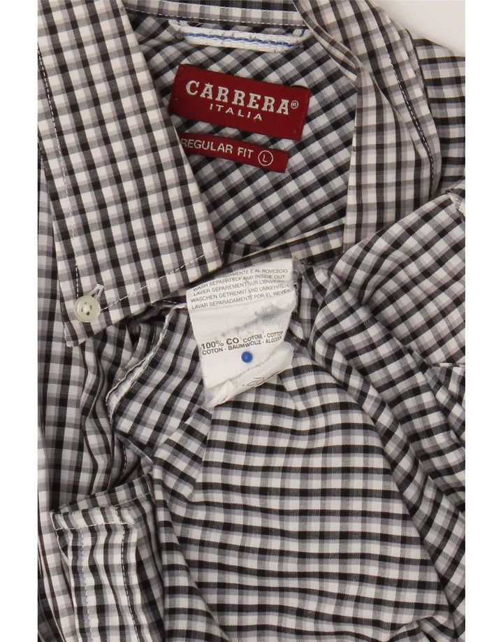 Camicia Carrera da uomo vestibilità regolare, cotone a quadri neri grandi