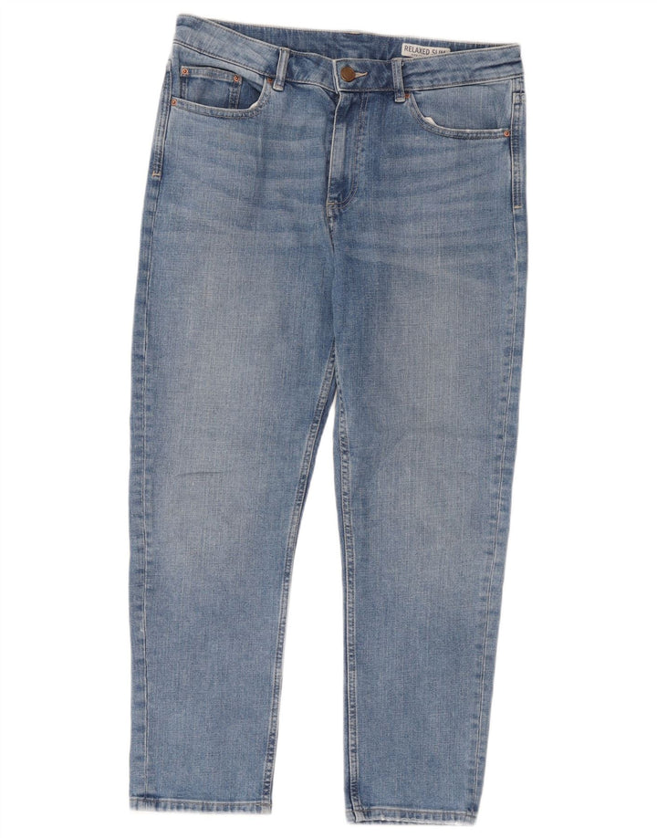 Jeans slim fit rilassati da donna Marks & Spencer UK 12 medio W32 L26 blu