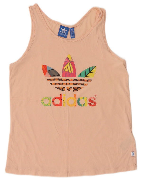 Canottiera grafica da donna Adidas UK 6 XS cotone rosa
