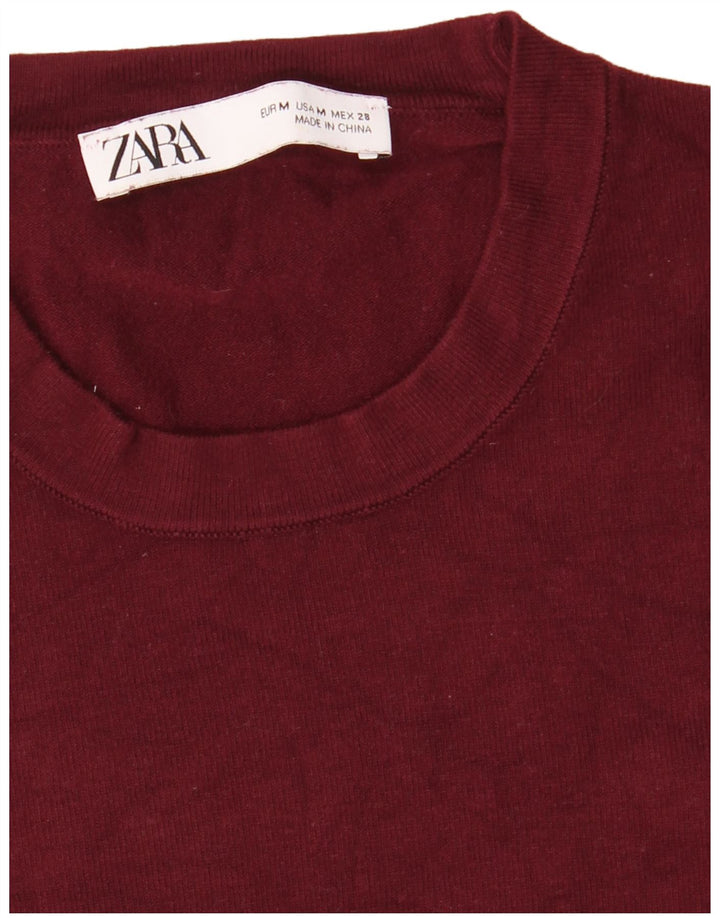 Maglione maglione girocollo da donna Zara UK 12 Borgogna medio