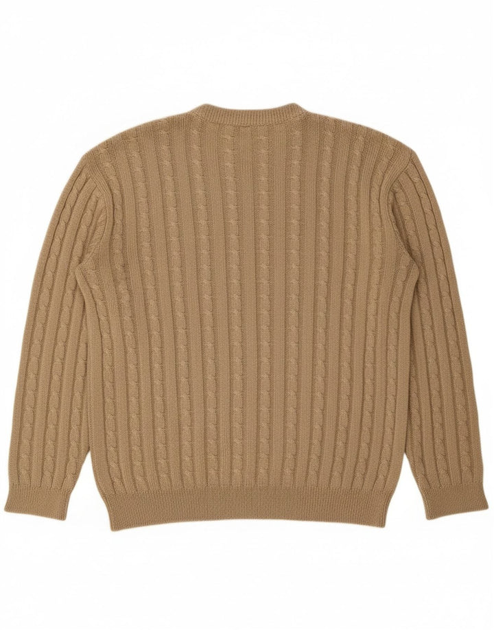 VINTAGE Mens Crew Neck Jumper Sweater Large Beige