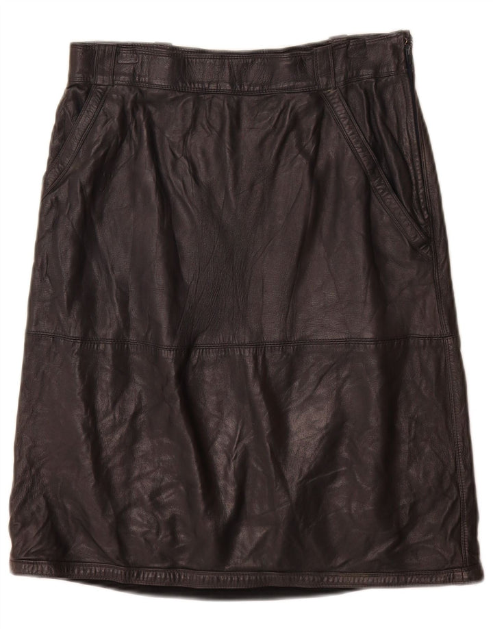 Gonna in pelle vintage da donna W26 XS in pelle nera