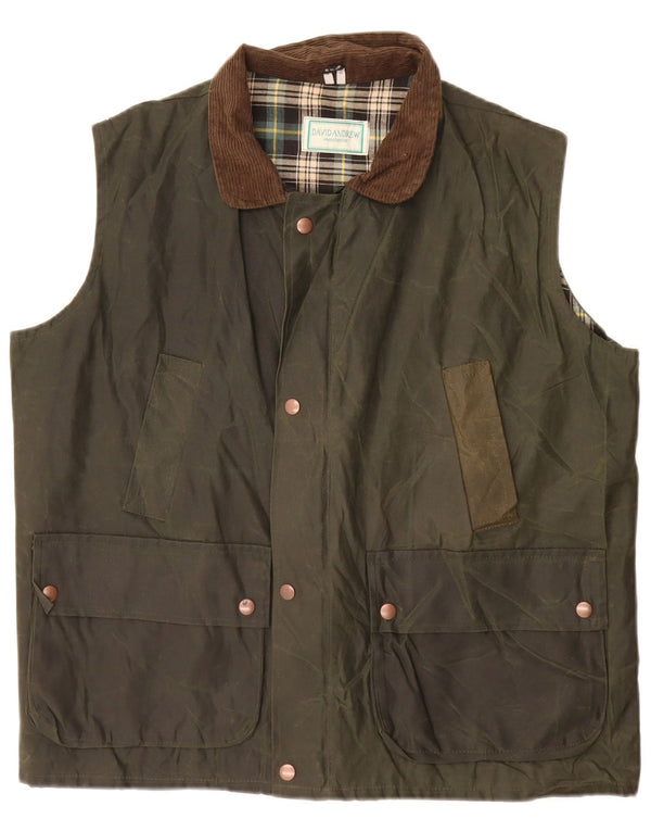 DAVID ANDREW Gilet da uomo in cotone cerato Manchester UK 40 grande cotone kaki