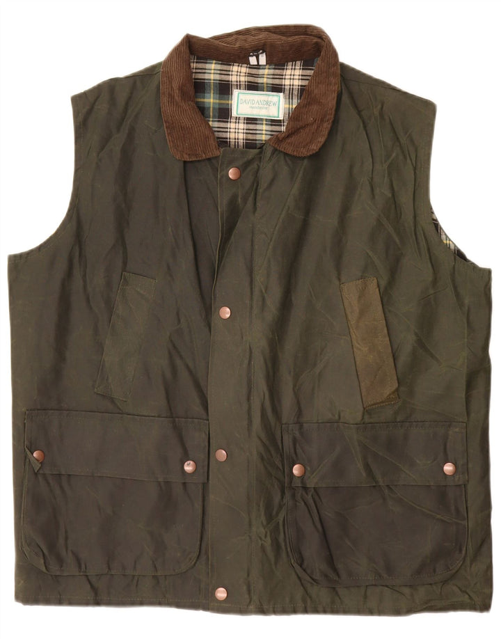 DAVID ANDREW Gilet da uomo in cotone cerato Manchester UK 40 grande cotone kaki