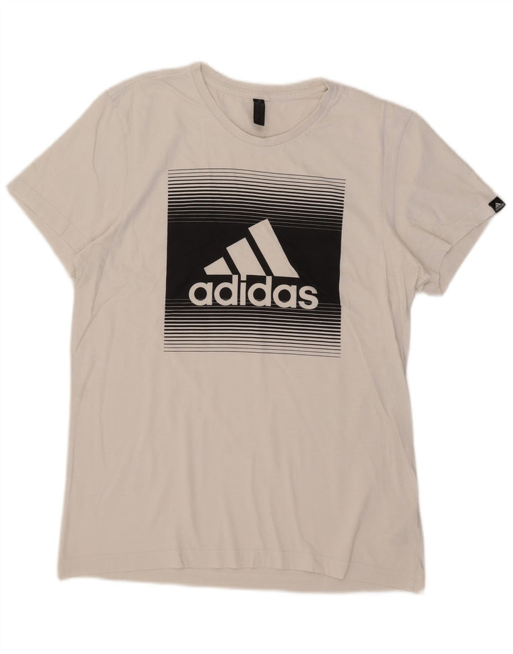 T-shirt grafica da uomo Adidas Top in cotone bianco medio