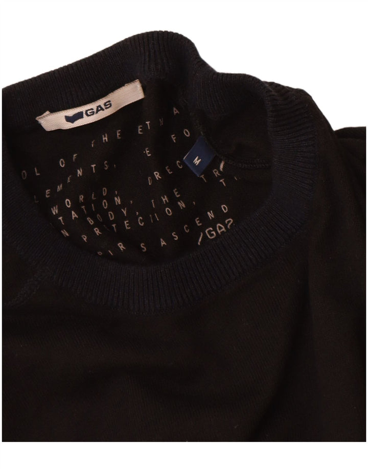 Maglione maglione girocollo da uomo Gas cotone medio nero