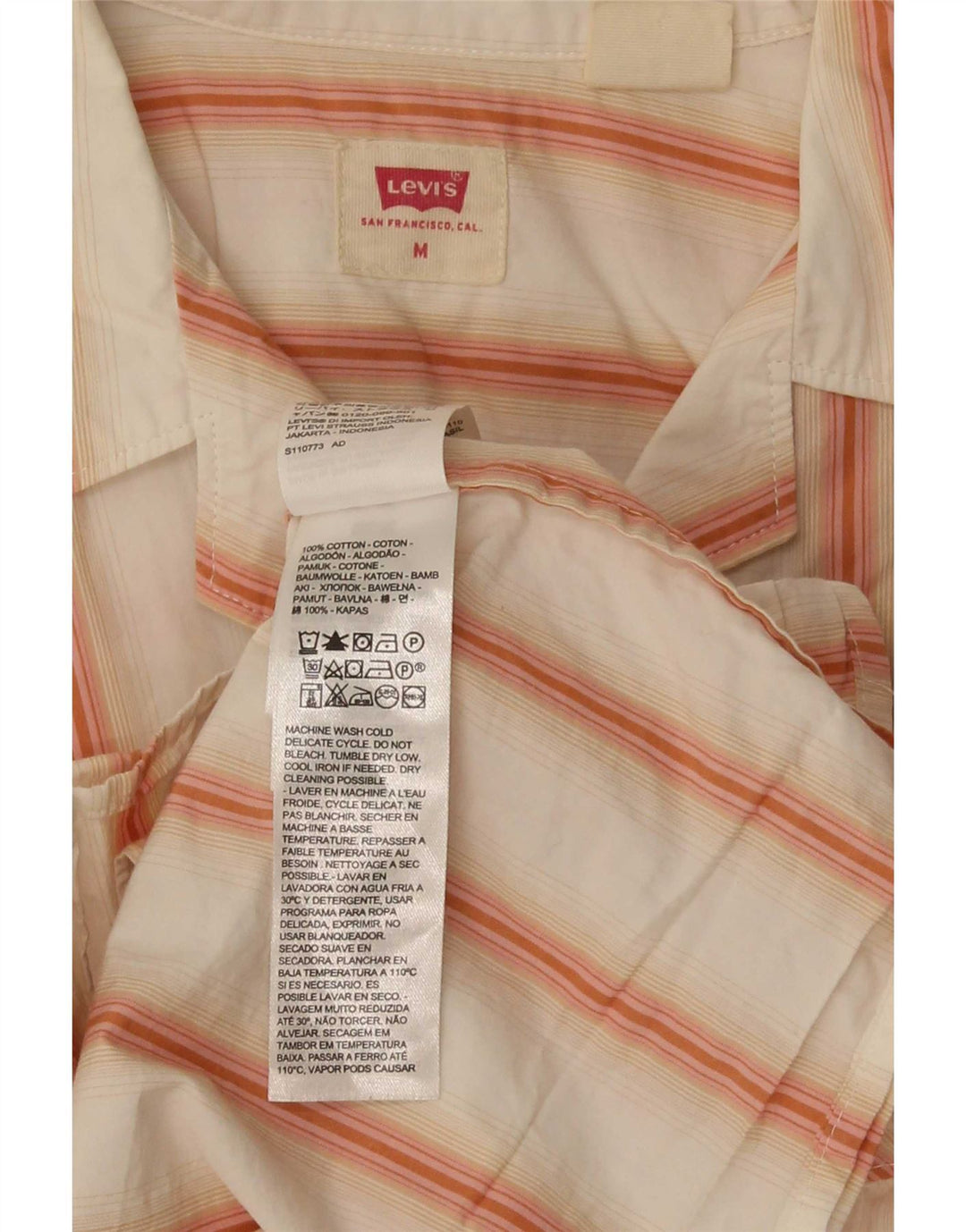 Camicia a maniche corte da donna Levi's UK 14 Cotone a righe bianche medie