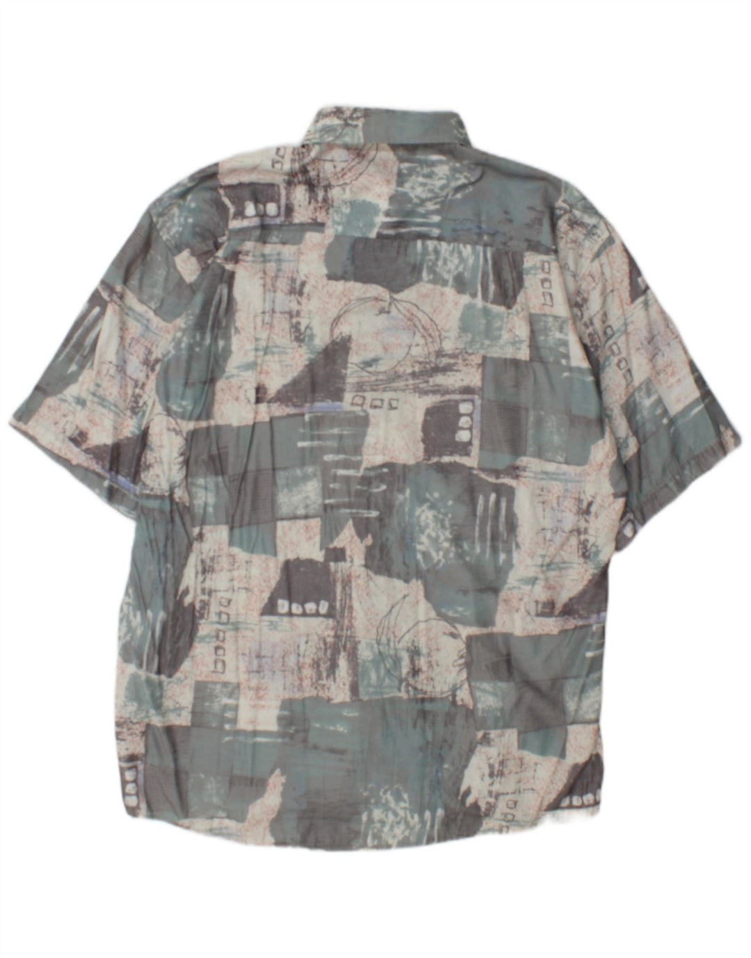 Casa Moda Camicia da uomo a maniche corte grande patchwork multicolore