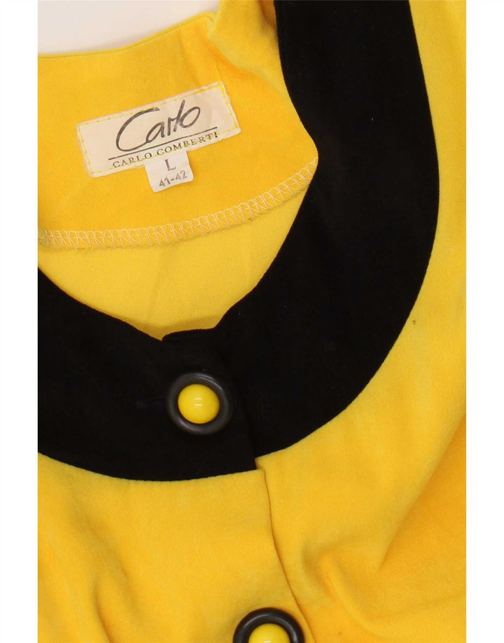 Carlo Comberti Giacca Blazer da Donna a 5 Bottoni UK 14 Large Giallo Colorblock