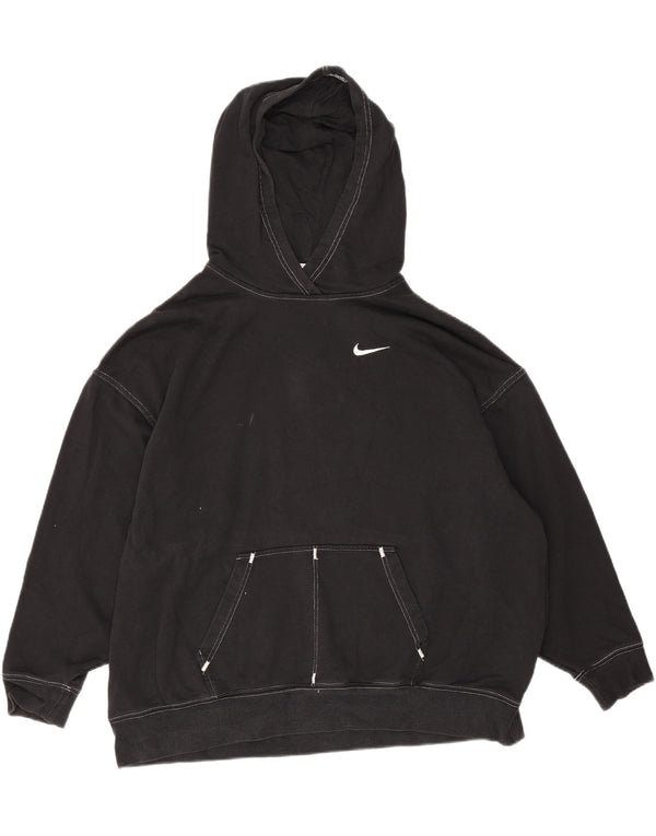 Felpa con cappuccio oversize da uomo Nike Small in cotone nero