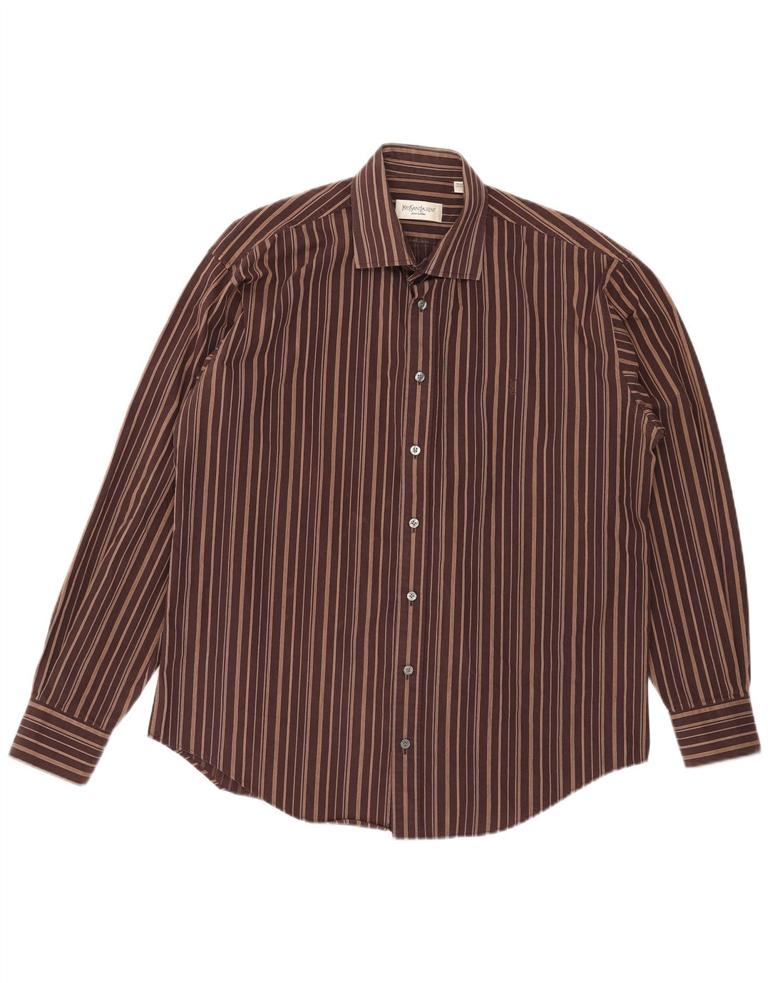 Camicia da uomo Yves Saint Laurent grande in cotone a righe marroni