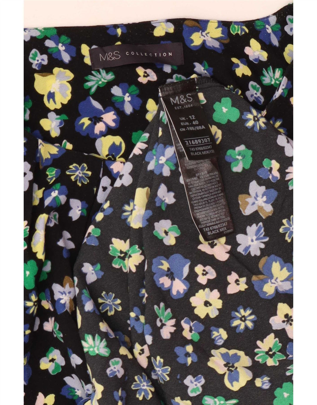 Camicetta da donna Marks & Spencer Top UK 12 Poliestere floreale nero medio