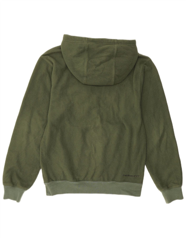 Maglione in pile con cappuccio grafico NIKE Therma-Fit da uomo XS verde poliestere