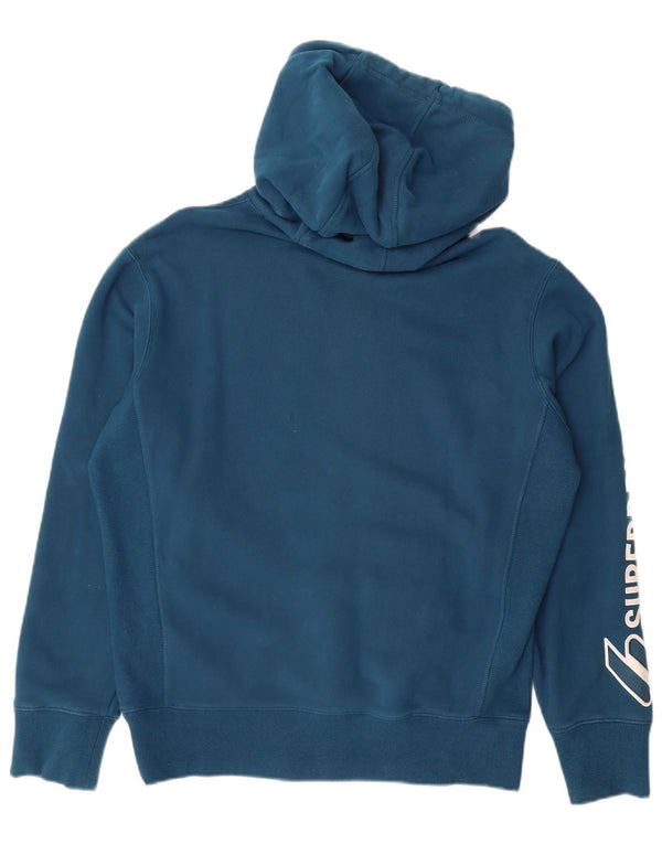 Maglione con cappuccio grafico da uomo SUPERDRY piccolo in cotone blu