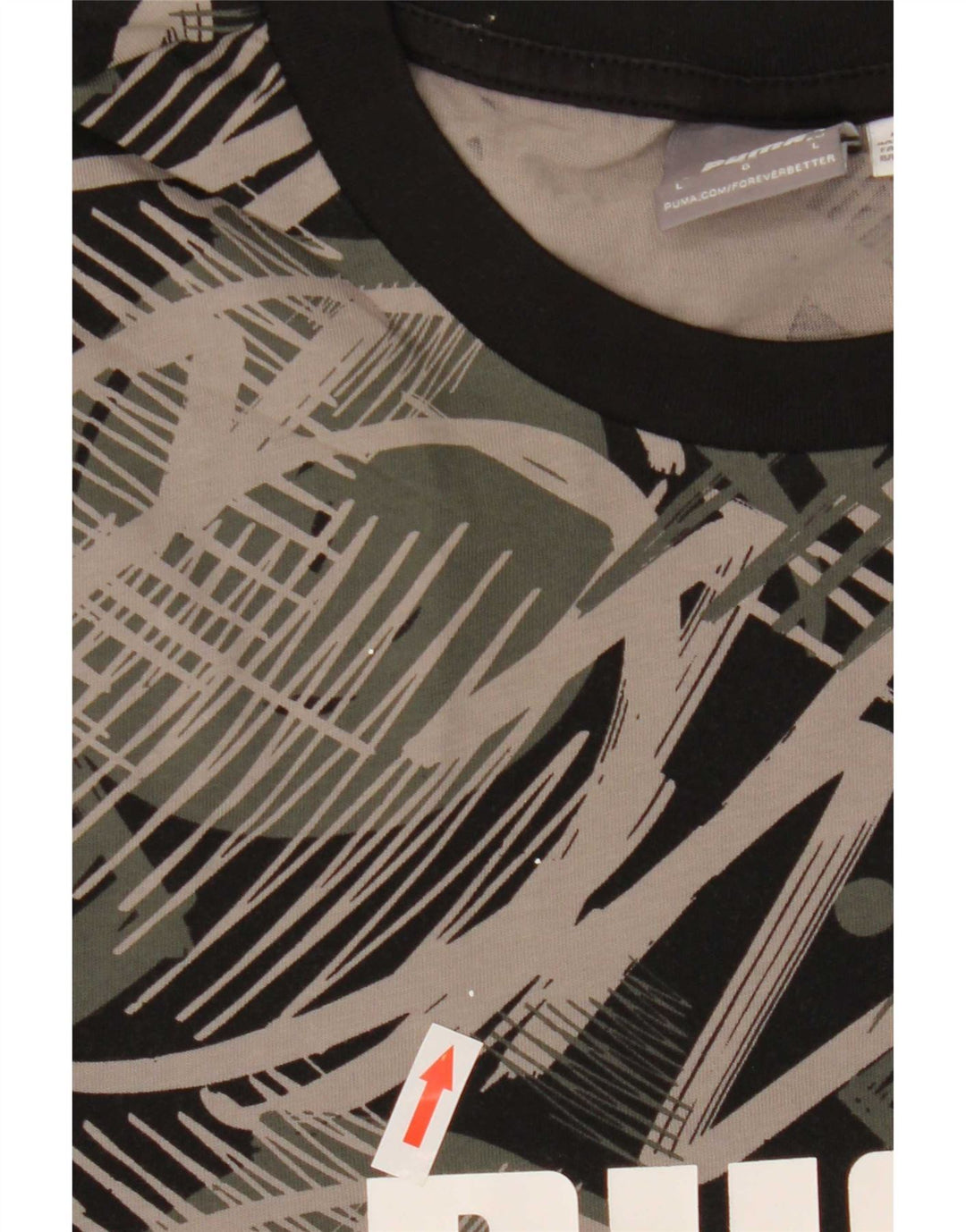 T-shirt grafica da uomo con motivo astratto Puma, taglia grande, in cotone nero