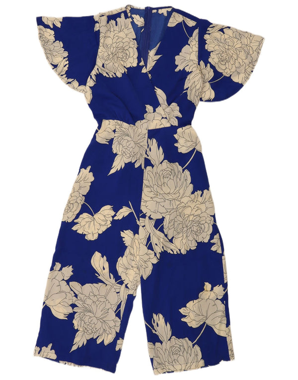 Vintage Womens Jumpsuit UK 12 Medium Blue Floral