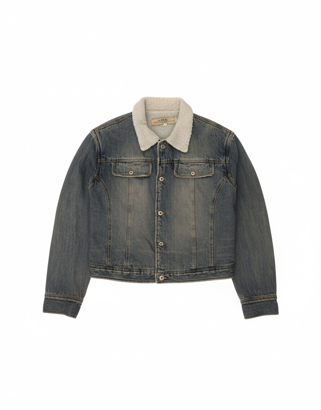 SASCH Mens Denim Sherpa Jacket UK 42 XL Blue Cotton Vintage Sasch and Second-Hand Sasch from Messina Hembry 