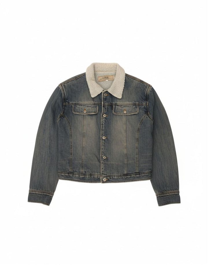 SASCH Mens Denim Sherpa Jacket UK 42 XL Blue Cotton Vintage Sasch and Second-Hand Sasch from Messina Hembry 