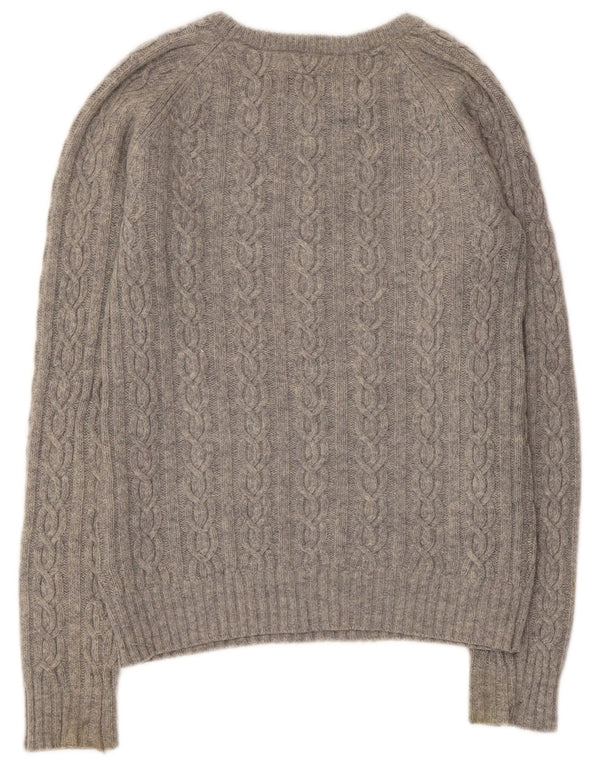 Maglione maglione con scollo a barca da donna Jack Wills UK 12 Lana d'agnello grigio medio