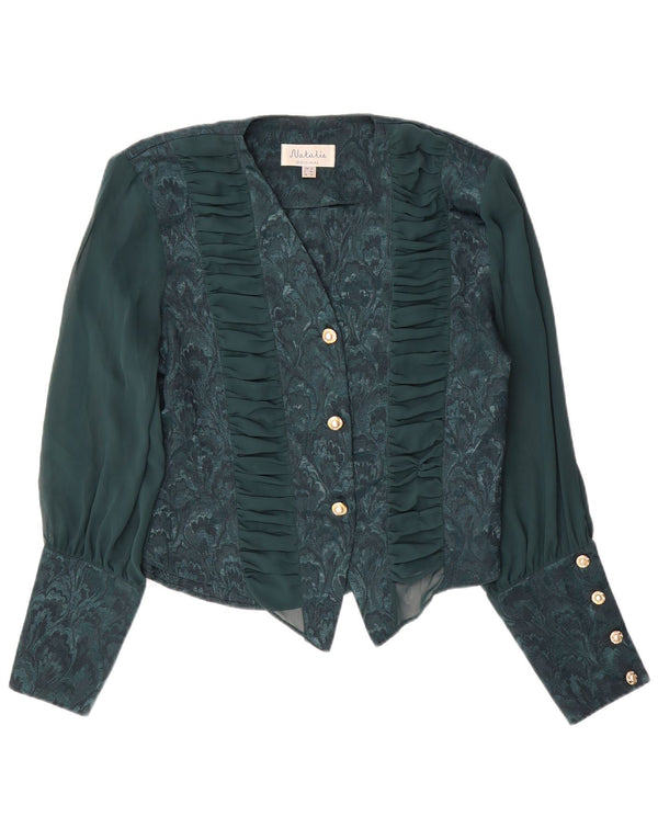 Camicetta da donna VINTAGE UK 18 XL Poliestere floreale verde