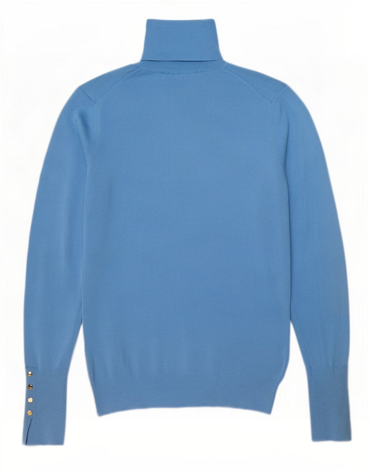 Maglione maglione collo alto da donna Zara UK 12 viscosa blu medio